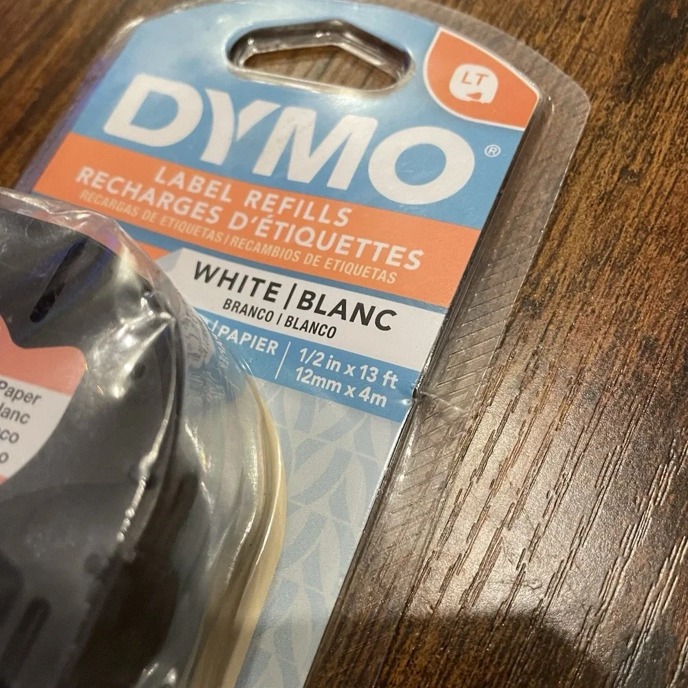 ✅DYMO LetraTag Refills 2 Pack White Paper Label Tape 12mm x 4m #️⃣0518